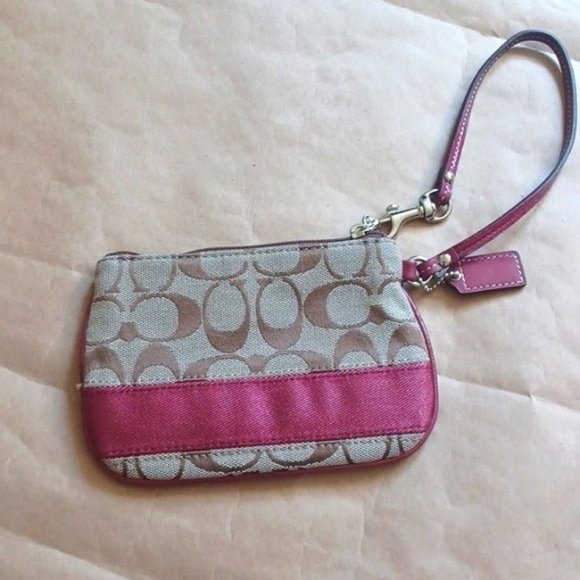 Coach Handbags - Coach Signature Wristlet with Red Stripe